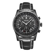Megir Aviator Chronometer (черный корпус, черный циферблат, черный ремешок)